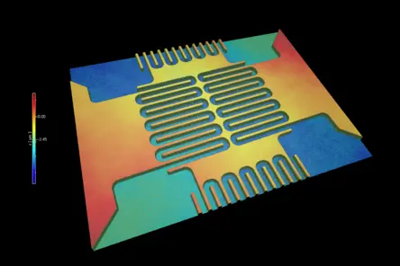 MEMS pressure sensor topography analyzed with surface profilometer